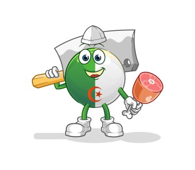 Cezayir bayrağı Kasap illüstrasyonu. karakter vektörü