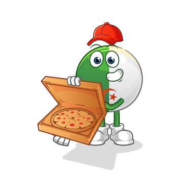 Cezayir bayrağı pizzacı çocuk vektörü. çizgi film karakteri