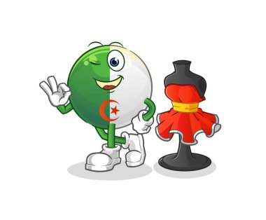 Cezayir bayrağı moda tasarımcısı vektörü. çizgi film karakteri