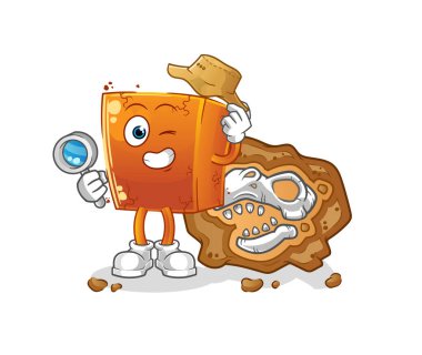 Fosil maskotlu tuğla arkeologları. çizgi film vektörü