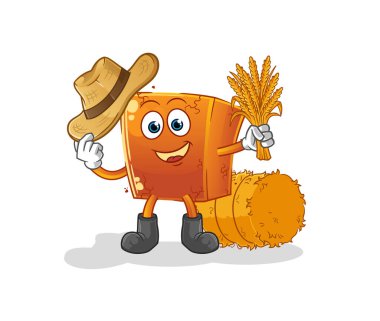 Tuğla çiftçisi maskotu. çizgi film vektörü