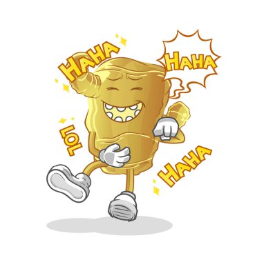 Ginger kahkahalar atan bir karakter. çizgi film maskotu vektörü