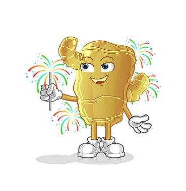 Havai fişek maskotlu kızıl. çizgi film vektörü