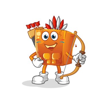 Tuğla yerli Amerikan kabilesi. çizgi film maskotu vektörü