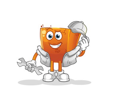 Tuğla mekanik çizgi filmi. çizgi film maskotu vektörü