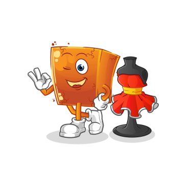 Brick moda tasarımcısı vektörü. çizgi film karakteri