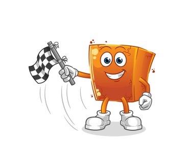 Tuğla kaplama bitiş bayrağı çizgi film maskotu vektörü