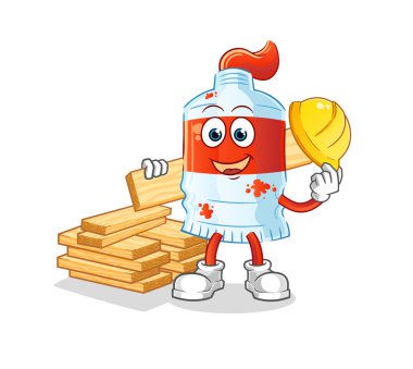 suluboya tüp inşa vektörü. çizgi film karakteri