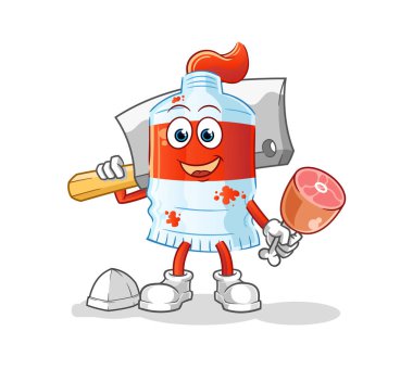 Suluboya tüp Kasap illüstrasyonu. karakter vektörü