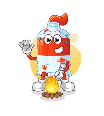 Marşmelov kızartan suluboya tüp. çizgi film maskotu vektörü