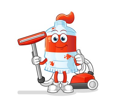 Süpürgeyle temizlenmiş suluboya tüp. karakter vektörü