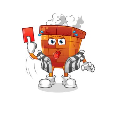 Kırmızı kart resimli baca hakemi. karakter vektörü