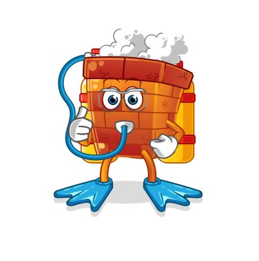 Baca dalgıcı çizgi filmi. çizgi film maskotu vektörü