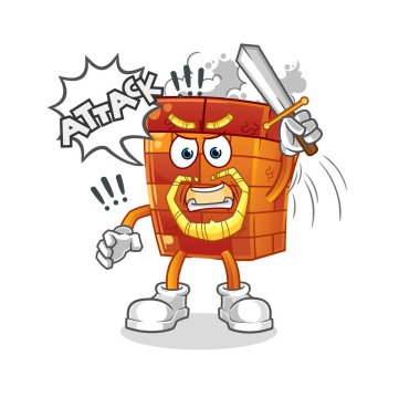 Şövalyeler kılıçla saldırır. çizgi film maskotu vektörü