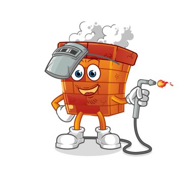 Baca kaynakçısı maskotu. çizgi film vektörü