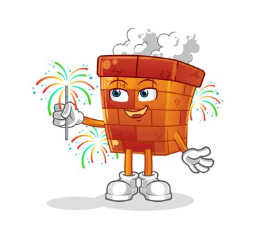 Havai fişek maskotu olan baca. çizgi film vektörü