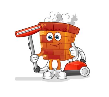 Süpürgeyle temizlenmiş baca. karakter vektörü