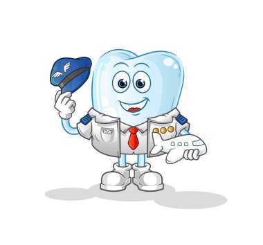 Diş pilotu maskotu. çizgi film vektörü