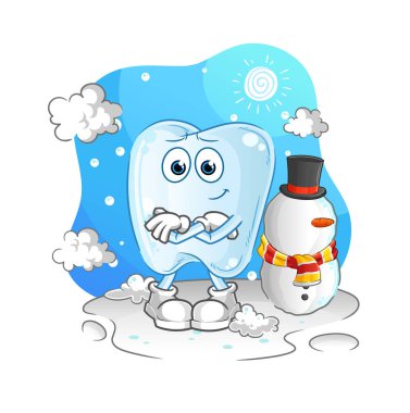 Soğuk kış karakteri. çizgi film maskotu vektörü