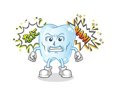 Diş anime kızgın vektör. çizgi film karakteri