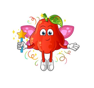 Kanatlı ve sopalı su perisi. çizgi film maskotu vektörü