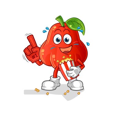 Patlamış mısır illüstrasyonlu elmalı vantilatör. karakter vektörü