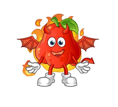 Kanat karakteri olan elmalı su şeytanı. çizgi film maskotu vektörü