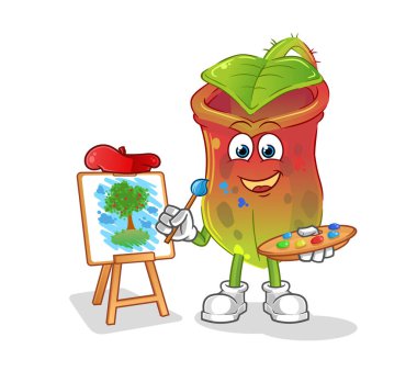 Sanatçı maskotuna ihtiyacı var. çizgi film vektörü