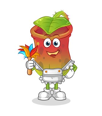 Hizmetçi maskotuna ihtiyacı var. çizgi film vektörü