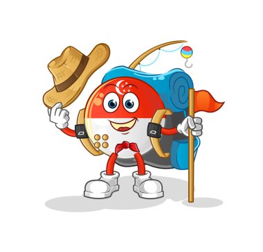 Singapur bayrak gözcü vektörü. çizgi film karakteri