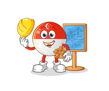 Singapur Bayrağı Mimari Çizimi. karakter vektörü