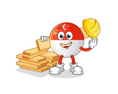 Singapur bayrak üreticisi vektörü. çizgi film karakteri