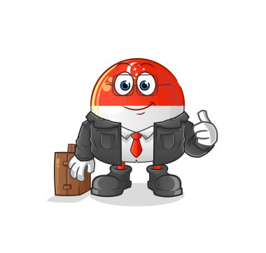 Singapur bayrak ofis çalışanı maskotu. çizgi film vektörü