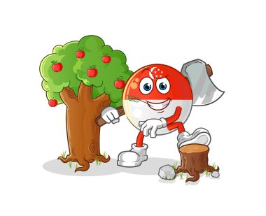 Singapur bayrağı Carpenter illüstrasyonu. karakter vektörü