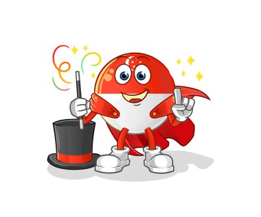 Singapur bayrak sihirbazı illüstrasyonu. karakter vektörü