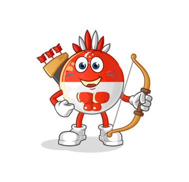 Singapur yerli Amerikan kabilesi. çizgi film maskotu vektörü