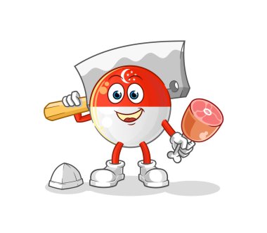 Singapur bayrağı Kasap illüstrasyonu. karakter vektörü