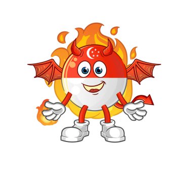 Singapur kanatlı iblis bayrağı. çizgi film maskotu vektörü