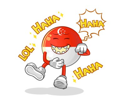 Singapur bayrağı Yüksek Sesli Kahkaha karakteri. çizgi film maskotu vektörü