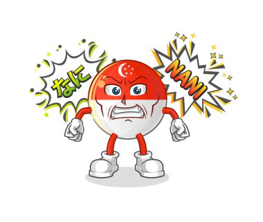 Singapur bayrağı kızgın vektör. çizgi film karakteri