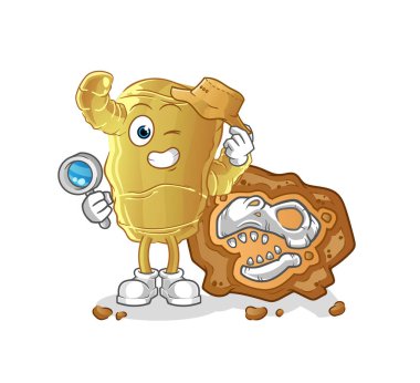 Fosil maskotu olan kızıl arkeologlar. çizgi film vektörü