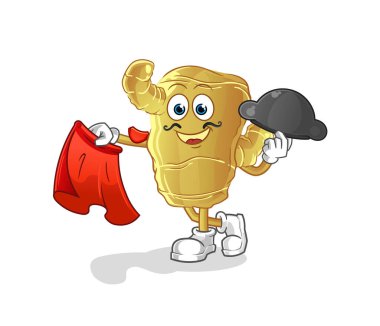 Kırmızı bez resimli kızıl matador. karakter vektörü