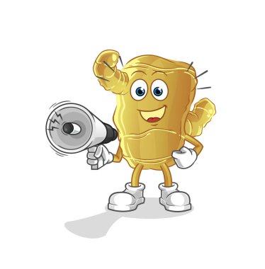 Zencefil hoparlör vektörünü tutuyor. çizgi film karakteri