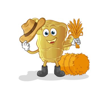 Zencefilli çiftçi maskotu. çizgi film vektörü