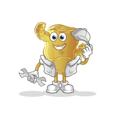 Ginger mekanik çizgi filmi. çizgi film maskotu vektörü