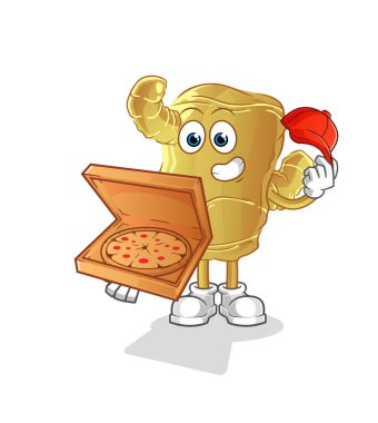 Zencefilli pizzacı çocuk vektörü. çizgi film karakteri