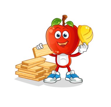 Elma kafalı çizgi film yapımcısı vektörü. çizgi film karakteri