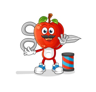 Elma kafalı berber. çizgi film maskotu vektörü