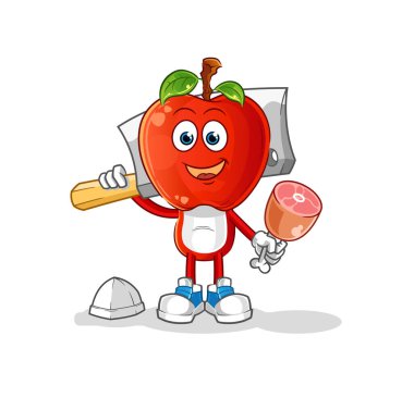 Elma kafalı çizgi film Kasap illüstrasyonu. karakter vektörü