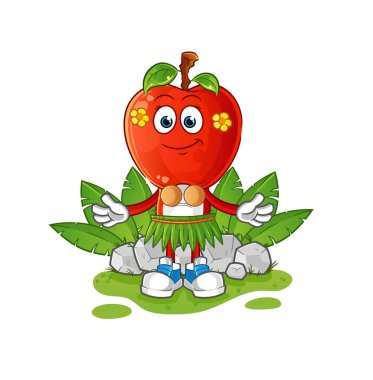 Elma kafalı, el sallayan Hawaii çizgi filmi karakteri. çizgi film vektörü